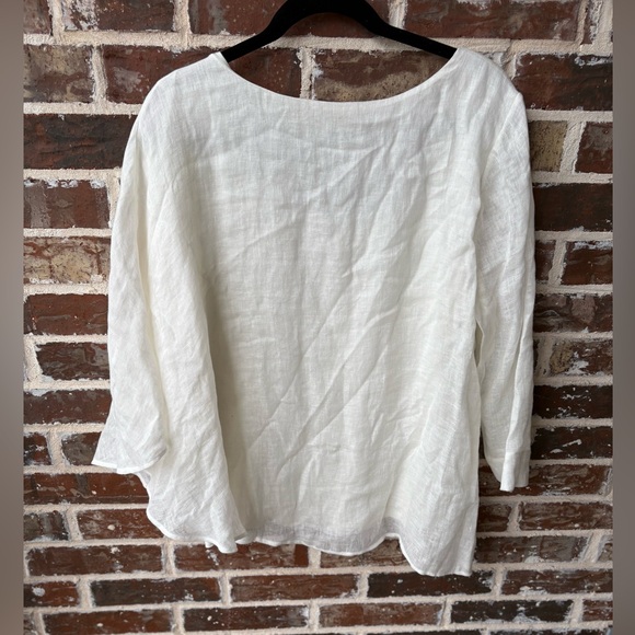 Soft Surroundings Southwind Cream Linen Layered Asymmetrical Top Size Large - Picture 2 of 8